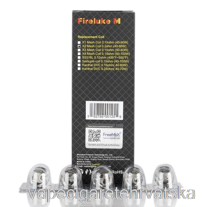 Vape Cigarete Freemax Fireluke M / Tx Mrežaste Zamjene Zavojnice 0,2 Ohma X2 Mrežaste Zavojnice